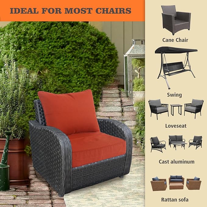 Goodgoods 24x24 inch Outdoor/Indoor Deep Seat Patio Cushions Set of 2 Resilient Foam Filling Water Repellent Stain-Resistant UV Resistant Weather Resistant Deep Seat Bottom Quarry Red