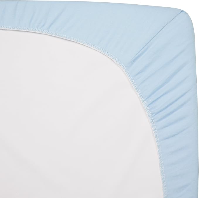 American Baby Company 15" x 33" Fitted Bassinet Sheet, 100% Natural Cotton Jersey Knit, Baby Blue, Soft Breathable, for Boys and Girls