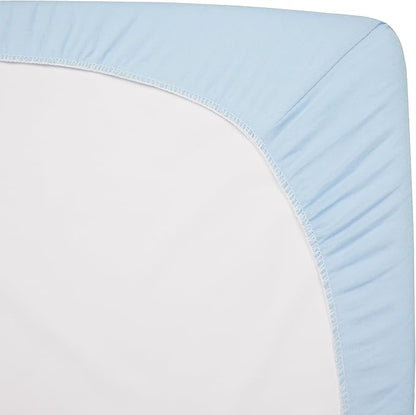 American Baby Company 15" x 33" Fitted Bassinet Sheet, 100% Natural Cotton Jersey Knit, Baby Blue, Soft Breathable, for Boys and Girls