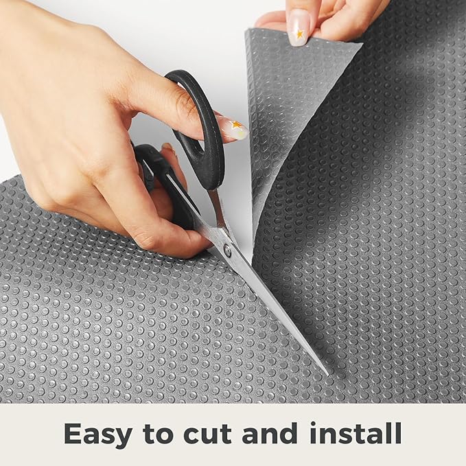 100% EVA Shelf Liner for Kitchen Cabinet, 12" x 120" Drawer Liners Non Adhesive Non Slip Waterproof Plastic Paper, Dresser Pantry Bathroom Refrigerator Protector, Grey