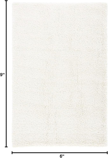 SAFAVIEH Milan Shag Collection Area Rug - 6' x 9', Ivory, Solid Design, Non-Shedding & Easy Care, 2-inch Thick Ideal for High Traffic Areas in Living Room, Bedroom (SG180-1212)