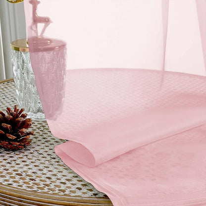 OVZME Blush Pink Sheer Curtains 120 Inches Long 2 Panels Set, 59 Inch Extra Wide Soft Airy Lightweight Sheer Curtains for Living Room, Farmhouse Voile Filmy Rod Pocket Drapes, 59Wx120L Inches