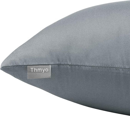 Thmyo 4-Pack 100% Cotton Comfortable Solid Decorative Throw Pillow Case, Square Cushion Cover Pillowcase Sublimation Blank Pillow Covers DIY Throw Pillowcase for Sofa(24x24 inch/ 60x60cm, Dark Grey)