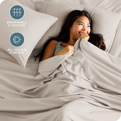 Bare Home Split King Sheet Set - 1800 Ultra-Soft Microfiber Bed Sheets - Double Brushed - Deep Pockets - Easy Fit - 5 Piece Set - Bed Sheets & Pillowcases (Split King, Wheat)