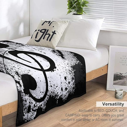 Music Blanket Black White Abstract Music Note Art Print Soft Cozy Lightweight Throw Blanket for Women Men Bedroom Living Room Dorm Chair Sofa Travel 50x60in