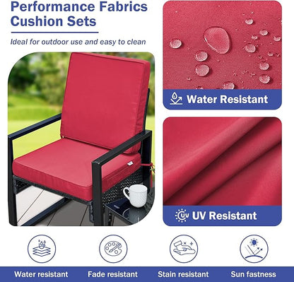 Outdoor Chair Cushions, Christmas Red Patio Chair Cushions 22x22x3 Inch, Waterproof Outdoor Cushions with Removable Cover for Sofa, Fade Resistant Patio Cushions for Outdoor Furniture