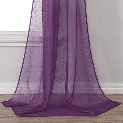 DONREN 144 Inch Length Window Scarf for Background - Luxury Soft Sheer Scarf Add to Window Curtains for Enhanced Effect (Royal Purple,1 Panel)