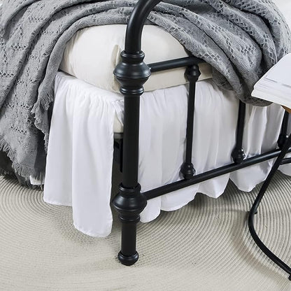 Bed Skirt Ruffled Bed Skirt with Split Corners, 18 Inch Drop Dust Ruffle Bed Skirts with Platform, White, King Size