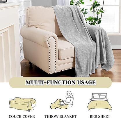 MEETSKY Grey Chair Couch Covers Sofa Cover Washable for Chair Recliner, Chenille Couch Cover for Dogs, Oversized Armchair Cushion, 71" X 91"