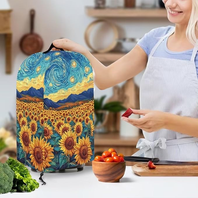Sunflower Pattern Blender Covers for Kitchen Food Processor Cover with Durable Handle, Dust Covers for Kitchen Appliances Stand Mixer or Coffee Maker Appliance Cover