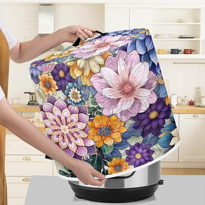 Air Fryer Cover Dust Cover, Washable Small Appliance Covers for 6 Quart Air Fryer & Pressure Cooker Kitchen Appliance Accessories with Pockets, Bright Blossom