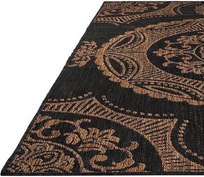 Medallion Outdoor Rug 10x14 Washable Outside Carpet for Indoor Patio Porch Waterproof Easy Cleaning Non Shedding Area Rugs Nut Brown 10 x 14