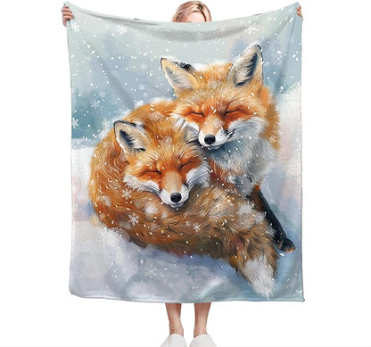 Fox Throw Blanket - Cute Animal Blanket for Girls, Women, Men & Boys - Soft, Warm, Cozy Fleece Blanket for Couch, Sofa, Bed - 50"x40"