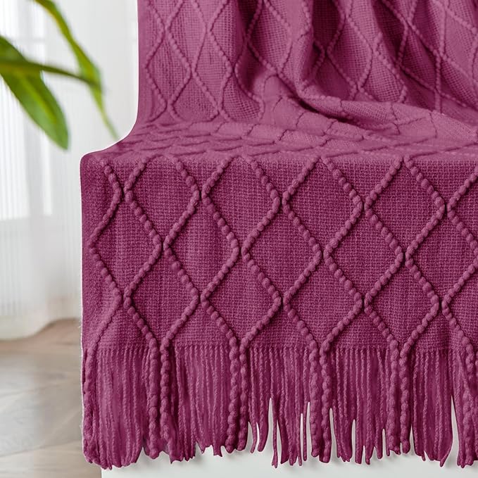 inhand Knitted Throw Blanket for Couch and Bed, Soft Living Room Home Decor Knitted Blanket with Tassel, Outdoor Lightweight Breathable Summer Blanket, Farmhouse Warm Woven Decorative, 50"x60"