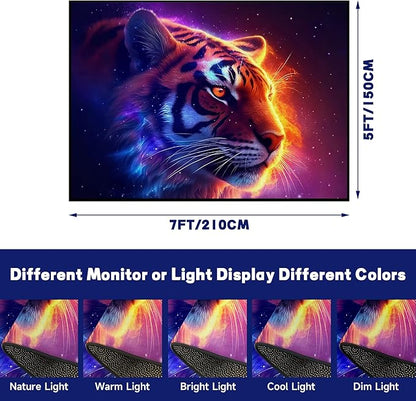 5' X 7' Galaxy Tiger Rug 3D Fierce Tigers Area Rugs for Bedroom Living Room Playroom Gameroom Boys Kids Fire Glitter Carpet Throw Rugs Floor Mat
