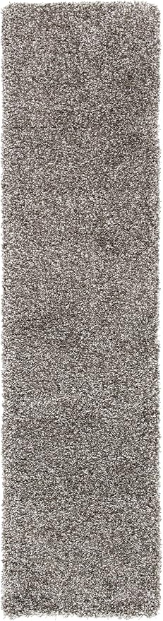 SAFAVIEH Milan Shag Collection Runner Rug - 2' x 18', Grey, Solid Design, Non-Shedding & Easy Care, 2-inch Thick Ideal for High Traffic Areas in Living Room, Bedroom (SG180-8080)