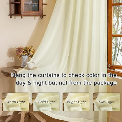 MAIHER Beige Sheer Pinch Pleat Curtains 84 Inch Length for Bedroom Soft Touch Lightweight Light Filtering Pleated Drapes with Ajustable Hooks (No Rings), Beige, 42" W x 84" L, 2 Panels