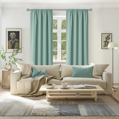 BGment Light Sage Blackout Curtains for Bedroom 72 Inch Length - Rod Pocket Thermal Insulated Room Darkening Drapes for Living Room Dining Privacy, 42 x 72 Inch, 2 Panels