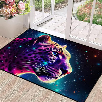 Galaxy Leopard Rug Fierce Panther Head Area Rugs for Boys Kids Bedroom Living Room Gameroom Girls Glitter Carpet Floor Mat Throw Rugs 47 in X 31 in