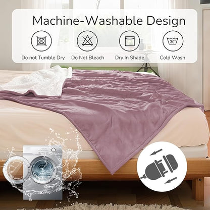 Electric Heated Blanket King Size 90"x100" - Dual-Sided with Microplush & Sherpa Fabric, 4 Heat Settings & 10 Hours Auto Off, Dual Controller, Machine Washable - Berry