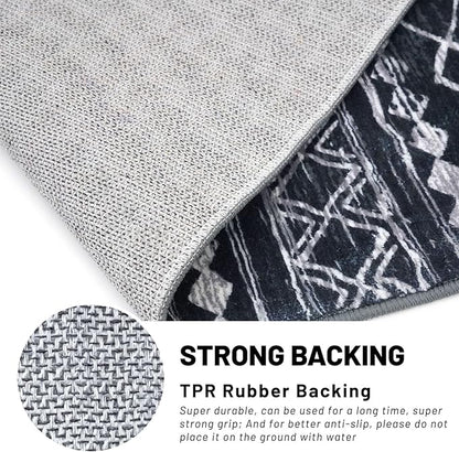 KUTA Bedroom Boho Rug 4x6 Black, Moroccan Washable Area Rugs Non Slip, Ultra Soft Print Distressed Geometric Low-Pile Entry Throw Carpet for Bedroom Nursery Dorm Kitchen Decor