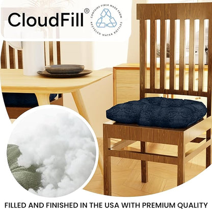 Klear Vu Gripper Overstuffed Universal Non-Slip Dining Chair Cushions for Kitchen Decor or Office Use, U-Shaped Skid-Proof Seat Pad, 17x17 Inches, 2 Count (Pack of 1), Solid Indigo