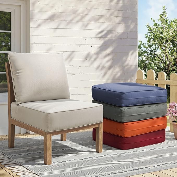 Outdoor Cushion Set for Furniture Patio Furniture, UV Resistant, Water Resistant - 6 Inch Thick Foam Garden Cushions– 24x24 Inch Patio Seat Covers for Chair/Sofa/Couch | Beige | 10-Pack |
