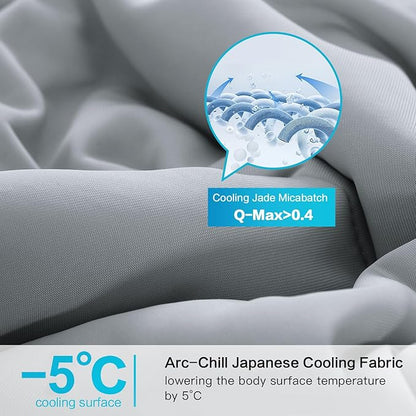 EASELAND Cooling Comforter King, Cold Touch Fabric Absorbs Body Heat, Double-Sided Cool Design Soft Fluffy Cooling Blanket for Night Sweats Hot Sleeper (Grey, King(108"x90"))