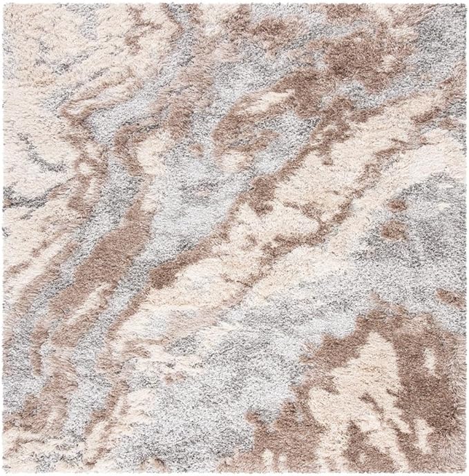 SAFAVIEH Area Rug 8x10 - Horizon Shag Collection - Large - Taupe & Blue, Modern Design, Non-Shedding & Easy Cleaning, Ultra Plush Thick Pile, Ideal for Living Room, Bedroom, Dining Space (HZN890E)