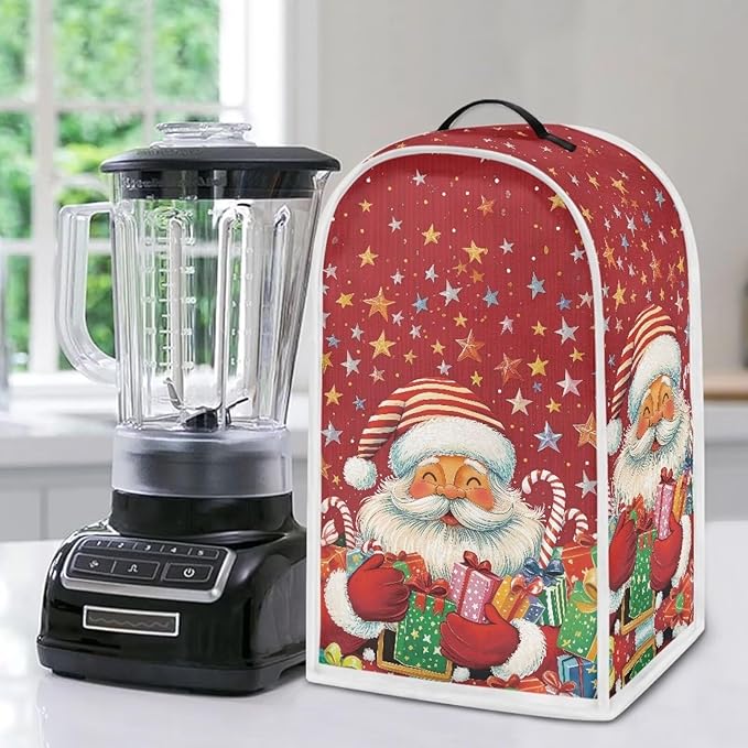 Christmas Blender Covers for Kitchen Countertop Decor, Santa Claus Blender Protective Cover Washable Kitchen Appliance Cloth Cover Universal Air Fryer with Pocket Home Decor