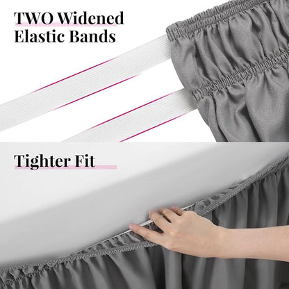 RIMELA Gray King Size Bed Skirt 18 Inch Drop, Elastic Bed Skirts Cal King Dust Ruffle, Light Grey Bedskirt for Adjustable Bed Base Solid Fade Resistant Silky Fabric Machine Washable Easy to Install