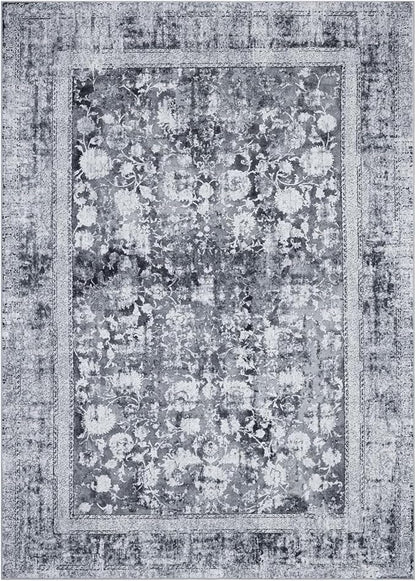 Area Rug 5×7, Vintage Boho Rug,Ultra-Soft Low Pile, Washable, Non Slip,Stain Resistant Printed Carpet for Living Room Bedrooms Playroom Office Kitchen, Stone/Grey