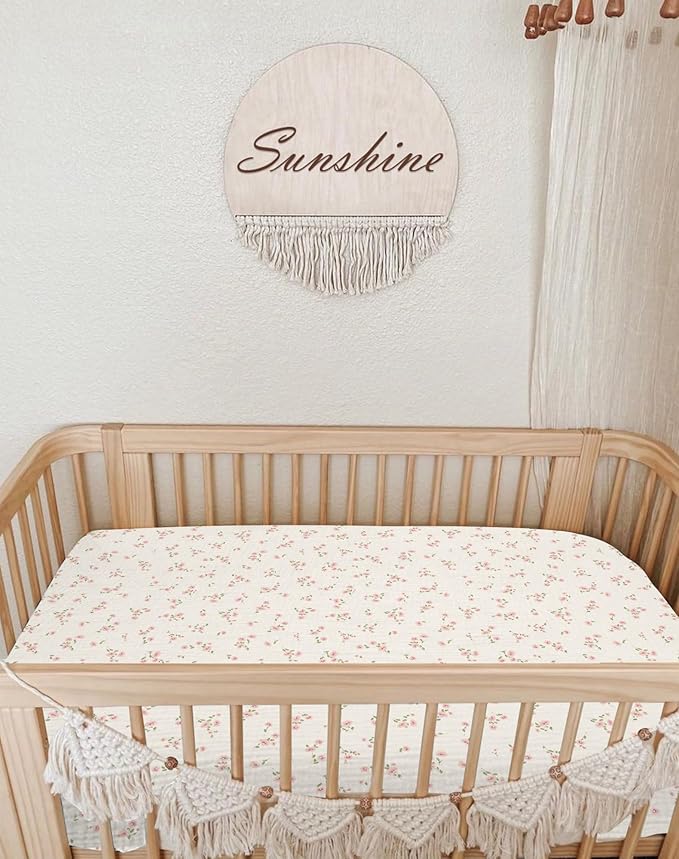 Muslin Bedside Bassinet Sheets 2 Pack, 33x20 Fitted Ultra Soft & Breathable Bedside Sleeper Sheets, Ideal for Baby Girl and Boy, Perfect for Newborns (Rosy)