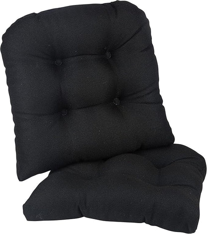 Klear Vu Gripper Overstuffed Universal Non-Slip Dining Chair Cushions for Kitchen Decor or Office Use, U-Shaped Skid-Proof Seat Pad, 17x17 Inches, 2 Count (Pack of 1), Solid Midnight Black
