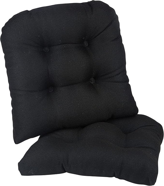 Klear Vu Gripper Overstuffed Universal Non-Slip Dining Chair Cushions for Kitchen Decor or Office Use, U-Shaped Skid-Proof Seat Pad, 17x17 Inches, 2 Count (Pack of 1), Solid Midnight Black
