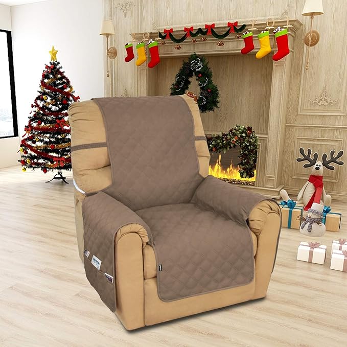 Easy-Going Sofa Slipcover Waterproof Recliner Chair Cover Non-Slip Fabric Couch Cover for Living Room Washable Furniture Protector for Pets Kids Children Dog Cat (Recliner, Camel)