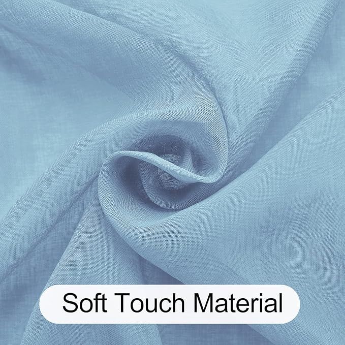 XWZO Sheer Curtains for Bedroom, Light, Airy & Light Filtering Grommet Window Curtains for Living Room, Sliding Door with Tiebacks, Sky Blue, 52 x 63 Inches Length, Set of 2 Panels