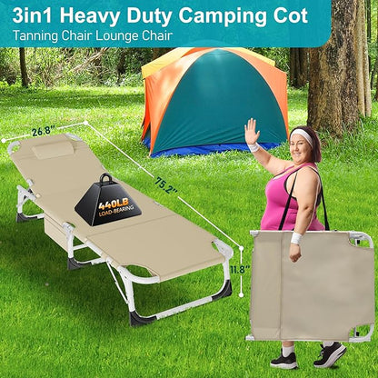 ABORON Camping Cot for Adult 28" Extra Wide, Heavy-Duty 1200D Oxford Cot for Sleeping, Portable Folding Camp Bed with Mat & Carry Bag