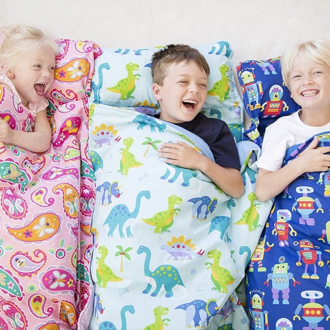 Wildkin Kids Original Nap Mat – Cozy Kids Sleep Mat with Pillow, Ideal for School & Travel - Transportation
