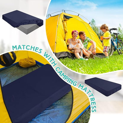 Breling Fitted Sheet (Sheet Only) Compatible with Milliard Trifold Mattress Folding Mattress Fitted Microfiber Bedsheet for Camp Bunk Rvs Bed (Navy Blue,Twin,4'')