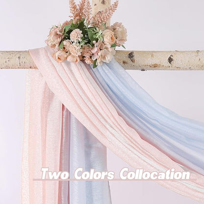 DONREN Luxury Sheer Window Scarf for Window - Treatment Add to Window Curtains for Enhanced Effect (Peach Pink,144 Inch Length,1 Panel)