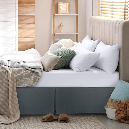 Utopia Bedding Queen Bed Skirt - 20 Pack - Soft Quadruple Pleated Ruffle - Easy Fit with 16 Inch Tailored Drop - Hotel & B&B Quality, Shrinkage and Fade Resistant (Queen, Grey)