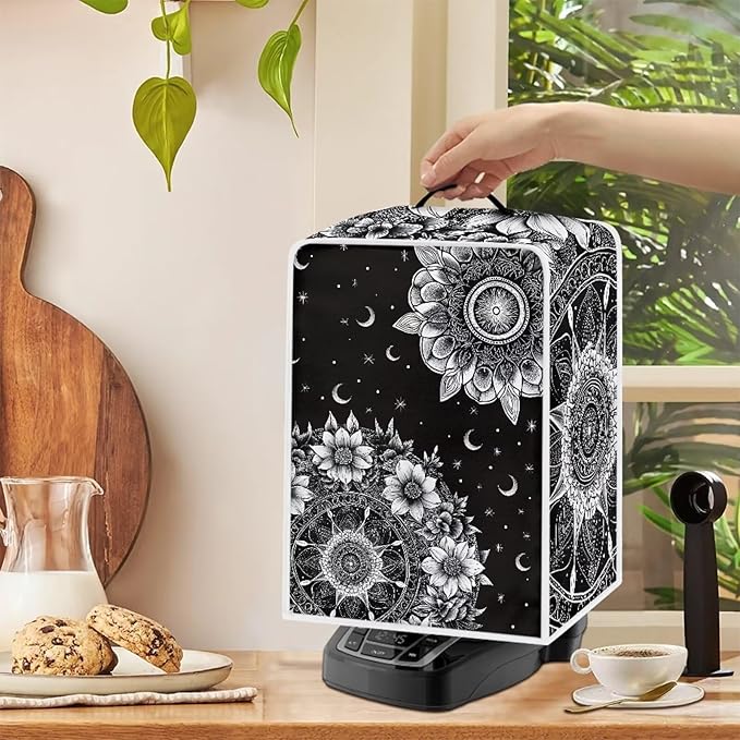 Mandala Sun Moon Coffee Machines Covers - Dust Resistant Protective Covers For Coffee Makers, Blender, Mixer, Juice Machine - Dust Proof, Washable
