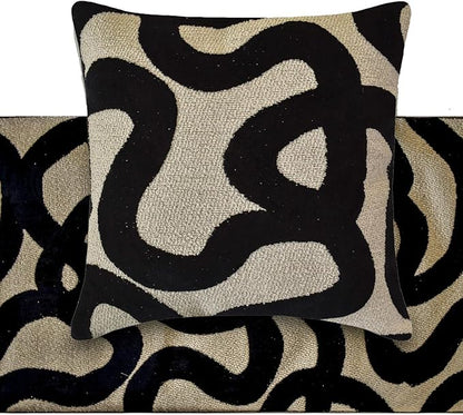The HomeCentric Black Bed Runner for King/Queen/Twin Cut Velvet Decorative Bed Scarf 53"x18" Bed Runner Without Pillow Cover, Abstract Bed Scarf Bedroom Décor Accent - Noir Scroll