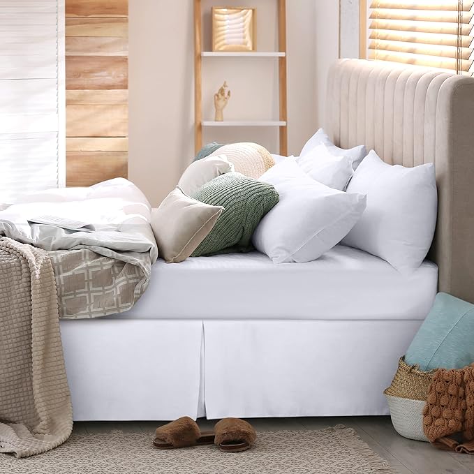 Utopia Bedding King Bed Skirt - Soft Quadruple Pleated Ruffle - Easy Fit with 16 Inch Tailored Drop - Hotel Quality, Shrinkage and Fade Resistant (King, White)