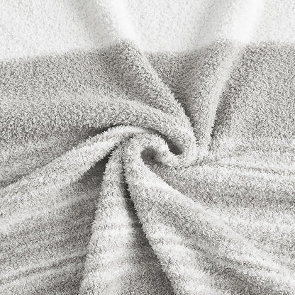 WRENGONGE Light Grey Throw Blanket, 50x70 Soft Cozy Striped Throw Blankets for Couch, Sofa, Bed, Travel, Lightweight Fluffy Warm Plush Decorative Blankets for Women, Men,Kids Gift