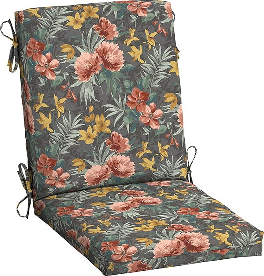 Arden Outdoor Dining Chair Cushion, 20 in x 20 in, Weather-Proof, Rain-Proof, Fade Resistant Patio Cushion for Patio, Dining, or Rocking Chairs 20 x 20, Phoebe Grey Floral