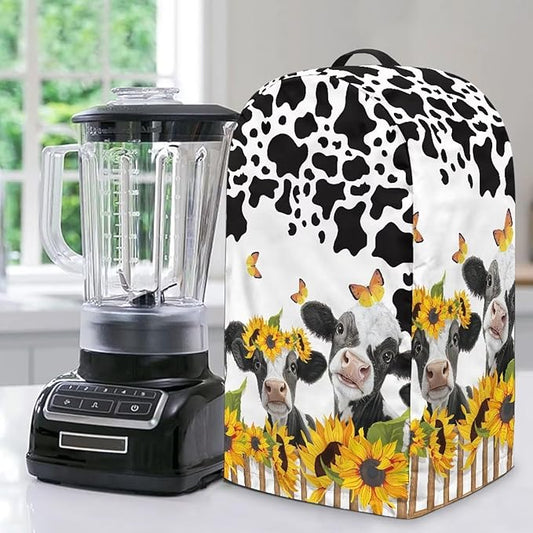 Kitchen Stand Mix Blender Cover with Drawstring Kitchen Appliance Anti Fingerprint Dust Proof Stain Resistant Coffee Maker Food Processor Stand Mixer Cover Sunflower Milk Cow