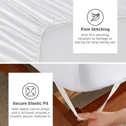 Bedsure Deep Pocket Queen Sheets Set - Fits Mattresses Up to 21 Inches Thick - 4 Piece GentleSoft Bed Sheets, Moisture Wicking, Soft & Cooling Bedsheet & Pillowcases, Easy & Secure Fit, White