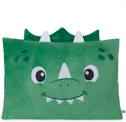Saint Eve Kids Pillow Pals Fuzzy Pillow Case, Cute Animal Friends Soft Pillow Cover for Kids Beds and Nap Time - Mochi The Dino